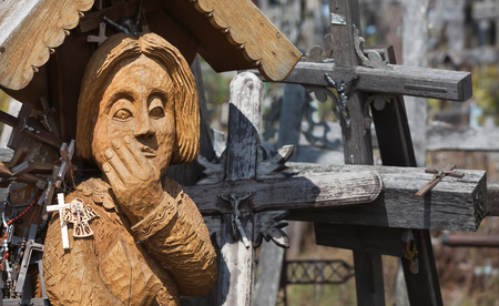 SIAULIAI, LITHUANIA - JUL 12, 2015: Hill of Crosses is a unique monument of history and religious folk art and the most important Lithuanian Catholic pilgrimage siteのeditorial素材