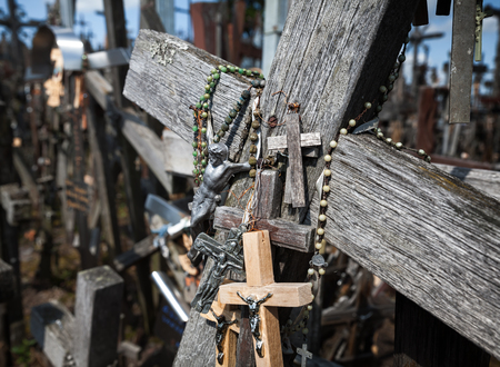SIAULIAI, LITHUANIA - JUL 12, 2015: Hill of Crosses is a unique monument of history and religious...