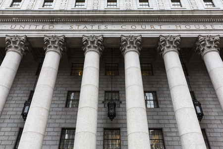 United States Court House. Courthouse facade with columns, lower Manhattan, New Yorkのeditorial素材