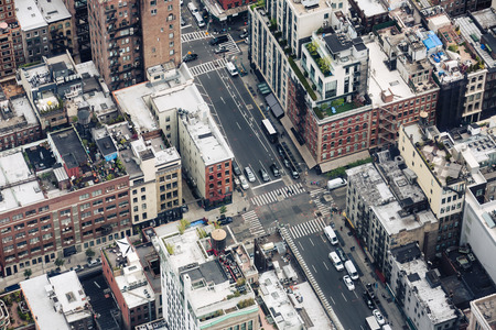 NEW YORK, USA - Apr 28, 2016: Streets and roofs of Manhattan. New York City Manhattan midtown viewのeditorial素材