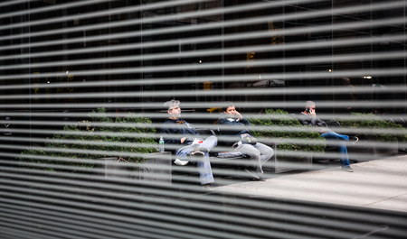 NEW YORK, USA - Apr 28, 2016: Manhattan street scene. The Americans on the streets of New York