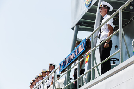 ODESSA, UKRAINE - Jul 03, 2016: Ukrainian Naval Forces. Celebrations on the occasion of the military navy of Ukraineのeditorial素材