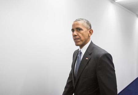 WARSAW, POLAND - Jul 9, 2016: NATO summit. US President Barack Obama at the North Atlantic Treaty Organization summit in Polandのeditorial素材