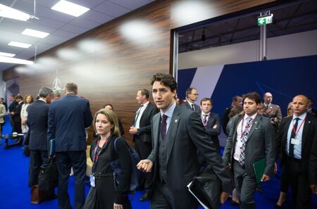 WARSAW, POLAND - Jul 9, 2016: Prime Minister of Canada Justin Trudeau on the sidelines of the North...