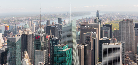 NEW YORK, USA - Apr 30, 2016: New York City Manhattan midtown aerial panorama view with skyscrapersのeditorial素材