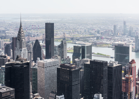 NEW YORK, USA - Apr 30, 2016: New York cityscape and Chrysler building viewed from top of Empire State Building. Birds eye view.のeditorial素材