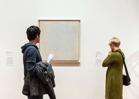 NEW YORK, USA - May 01, 2016: People inside Museum of Modern Art. MoMAs collection offers an...