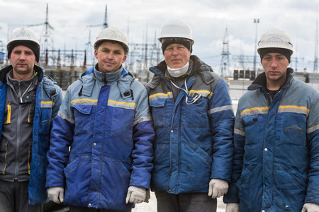 CHERNOBYL, UKRAINE - Nov 28, 2016: Workers and personnel of the Chernobyl nuclear power plant completed the construction of the movable arch over the Shelter object of the fourth power unitのeditorial素材