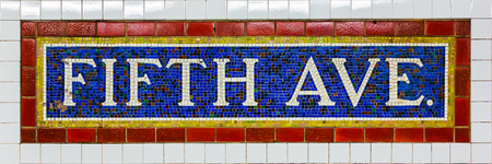 Mosaic Sign at The Fifth Avenue Subway Station in Manhattan