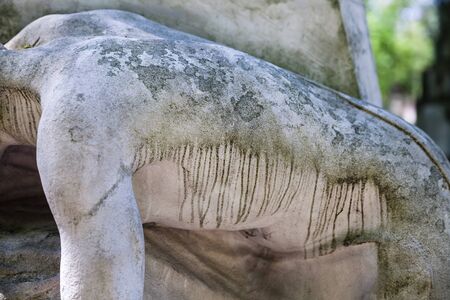 LVIV, UKRAINE - Apr 27, 2016: Old statue on grave in the Lychakivskyj cemetery of Lviv, Ukraine. Officially State History and Culture Museum-Preserve - Lychakiv Cemeteryのeditorial素材