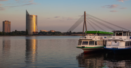 RIGA, LATVIA - 22 Jul 2011: Architecture of old Riga early in the morning. Riga is the capital and the largest city of Latvia widely known due to its unique medieval and Gothic architectureのeditorial素材