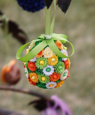 UZHGOROD, UKRAINE - Apr 08, 2017: Folk art and festival of Easter Eggs. Easter holiday. Multicolored...