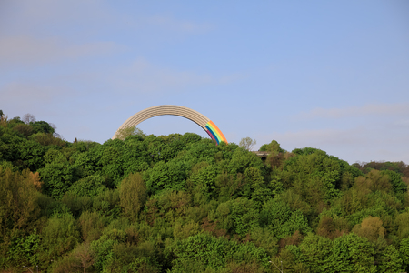 KYIV, UKRAINE - MAY 02, 2017: Arch of Diversity (Friendship of Nations Arch), painted in colors of the rainbow, in preparation for the song contest Eurovision - 2017のeditorial素材
