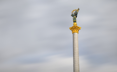 KIEV, UKRAINE - May 08, 2017: Independence Monument is a victory column located on Maidan Nezalezhnosti (Independence Square) in Kiev and is commemorated to the Independence of Ukraineのeditorial素材