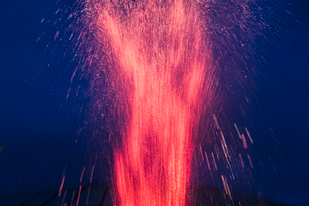 KIEV, UKRAINE - May 08, 2017: Kiev musical fountains. Light and Music Fountains on Maidan Nezalezhnosti (Independence square) in Kiev city at nightのeditorial素材