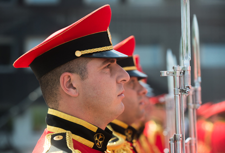 TBILISI, GEORGIA, Jul. 18, 2017: Guard of honor during state visit of the president of Ukraine Petro...