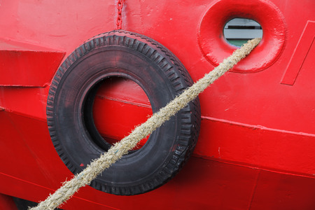LIEPAJA, LATVIA - JUN 26, 2017: Liepaja seaport. Details of a fishing boat moored in the port of Liepajaのeditorial素材