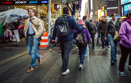 NEW YORK, USA - May 05, 2016: Manhattan street scene. The Americans on the streets of New York City in evening timeのeditorial素材