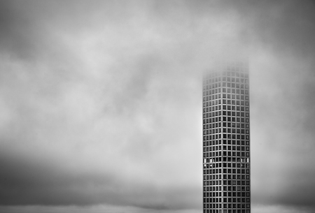 NEW YORK, USA - May 03, 2016:  The worlds tallest residential skyscraper in Manhattan, New York City covered with a cloud. His height - about 426 meters, it 96 floors and 104 apartments.のeditorial素材