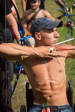 KIEV; UKRAINE - Sep. 12; 2017: Training of national Ukrainian team that will participate in Invictus Games a world championship among soldiers and veterans who were wounded while performing their dutyのeditorial素材