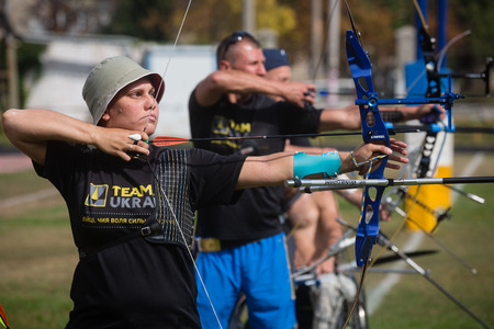 KIEV; UKRAINE - Sep. 12; 2017: Training of national Ukrainian team that will participate in Invictus Games a world championship among soldiers and veterans who were wounded while performing their dutyのeditorial素材