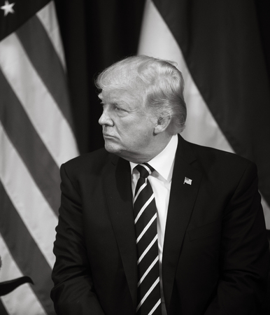 NEW YORK, USA - Sep 21, 2017: Meeting of the President of the United States Donald Trump with the President of Ukraine Petro Poroshenko in New Yorkのeditorial素材