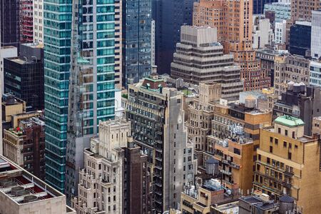 NEW YORK, USA - Sep 17, 2017: The streets and roofs of Manhattan. New York City Manhattan midtown viewed from top of Empire State Building. Birds eye viewのeditorial素材