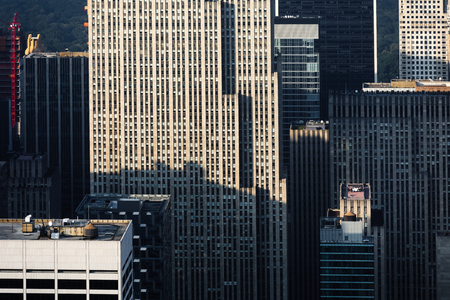 NEW YORK, USA - Sep 17, 2017: Streets and roofs of Manhattan. New York City Manhattan midtown viewed from top of Empire State Building. Birds eye viewのeditorial素材