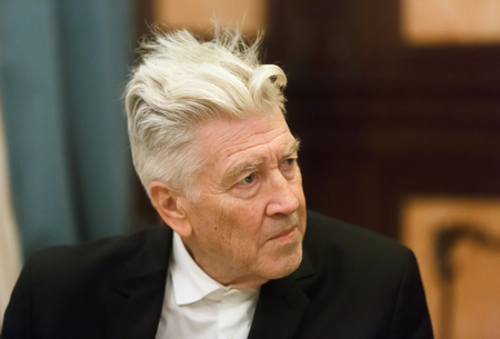 KIEV, UKRAINE - Nov. 18, 2017: Meeting with legendary American film director, screenwriter, producer and actor David Lynch who arrived in Ukraine to open an office of his charitable foundationのeditorial素材