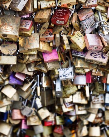 PARIS, FRANCE - Nov 10, 2017: Love Locks in Paris, France. Thousands of locks symbolize love foreverのeditorial素材