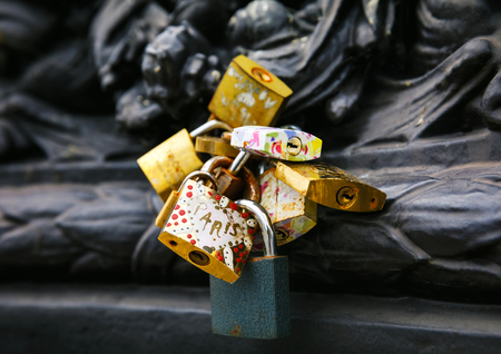 PARIS, FRANCE - Nov 10, 2017: Love Locks in Paris, France. Thousands of locks symbolize love foreverのeditorial素材