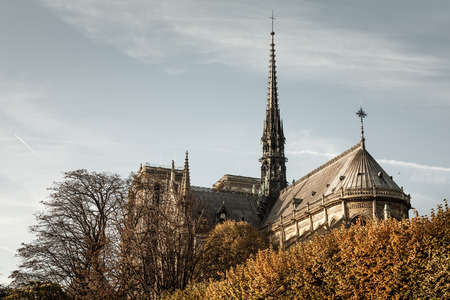 Notre-Dame de Paris is a medieval Catholic cathedral in the fourth arrondissement of Paris and one of the finest examples of French Gothic architectureの写真素材