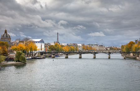 PARIS, FRANCE - Nov 10, 2017: The bridge Pont des Arts or Passerelle des Arts is a pedestrian bridge in Paris which crosses the River Seineのeditorial素材