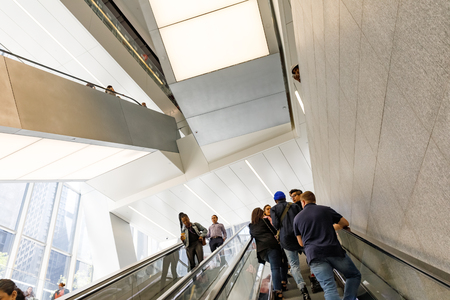 NEW YORK, USA - Sep 22, 2017: The Oculus in the World Trade Center Transportation Hub is a terminal station in Lower Manhattan for PATH rail serviceのeditorial素材