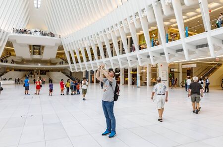 NEW YORK, USA - Sep 22, 2017: The Oculus in the World Trade Center Transportation Hub is a terminal...