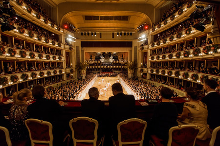VIENNA, AUSTRIA - Feb 09: Vienna Opera Ball is an annual Austrian society event which takes place in the building of the Vienna State Opera in Viennaのeditorial素材