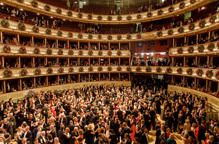VIENNA, AUSTRIA - Feb 09: Vienna Opera Ball is an annual Austrian society event which takes place in...