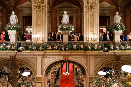 VIENNA, AUSTRIA - Feb 09: Vienna Opera Ball is an annual Austrian society event which takes place in the building of the Vienna State Opera in Viennaのeditorial素材