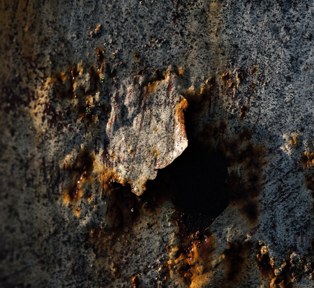 Old paint and rust. Old painted metal texture. Sheet of iron covered with rust. Grunge background. の写真素材