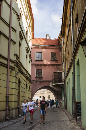 Lublin, Poland - Jul 27, 2018: Streets and architecture of the old city of Lublin. Lublin is the ninth largest city in Poland.のeditorial素材