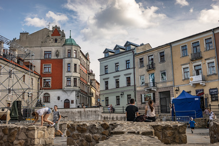 Lublin, Poland - Jul 27, 2018: Streets and architecture of the old city of Lublin. Lublin is the ninth largest city in Poland.のeditorial素材