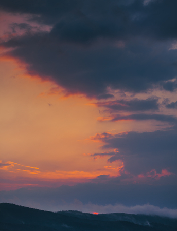 Beautiful sky with cloud during sunrise or sunset. Sunset clouds in the mountains. Abstract nature...