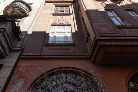 Lviv, Ukraine - Oct 14, 2018: Streets and architecture of the old Lviv city on a sunny autumn day. Lviv city and Lviv old town with peopleのeditorial素材