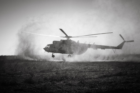 DONETSK REG, UKRAINE - Okt 12, 2018: Military equipment at a military training ground during complex tactical exercises of diverse military forces for the defense of coastal area in the Donetsk regionのeditorial素材