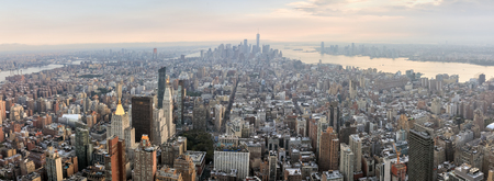 NEW YORK, USA - Sep 17, 2017: Streets and roofs of Manhattan. New York City and New Jersey skyline. Manhattan viewed from Empire State Buildingのeditorial素材