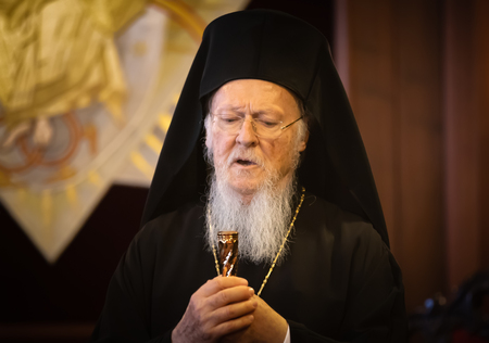 Istanbul, Turkey - Nov 03, 2018: Ecumenical Patriarchate and His All-Holiness Ecumenical Patriarch Bartholomew during a meeting with President of Ukraine Petro Poroshenkoのeditorial素材