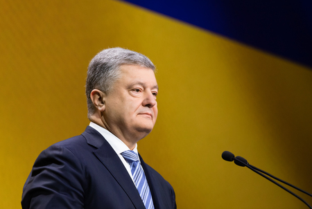 KIEV, UKRAINE - Dec. 16, 2018: President of Ukraine Petro Poroshenko during a press conference in Kievのeditorial素材