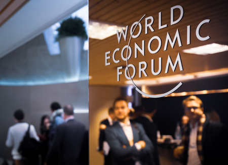 DAVOS, SWITZERLAND - Jan 24, 2019: Working moments during World Economic Forum Annual Meeting in Davos, Switzerlandのeditorial素材