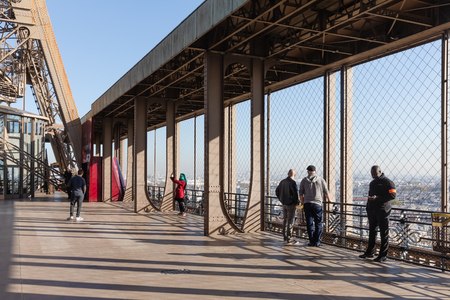 PARIS, FRANCE - Nov 07, 2017: Eiffel Tower Observation Deck. Tourists at the Eiffel Tower in Parisのeditorial素材