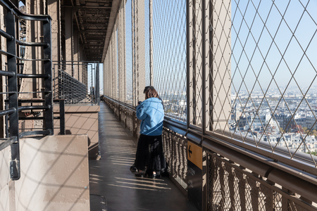 PARIS, FRANCE - Nov 07, 2017: Eiffel Tower Observation Deck. Tourists at the Eiffel Tower in Parisのeditorial素材